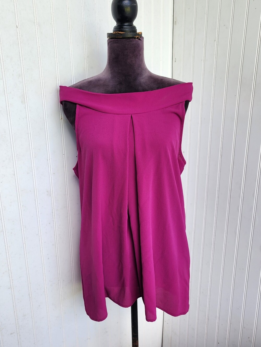 Spense Womens Blouse Cowl Neck Sleeveless Purple Pink Career Top Cowl Neck XL